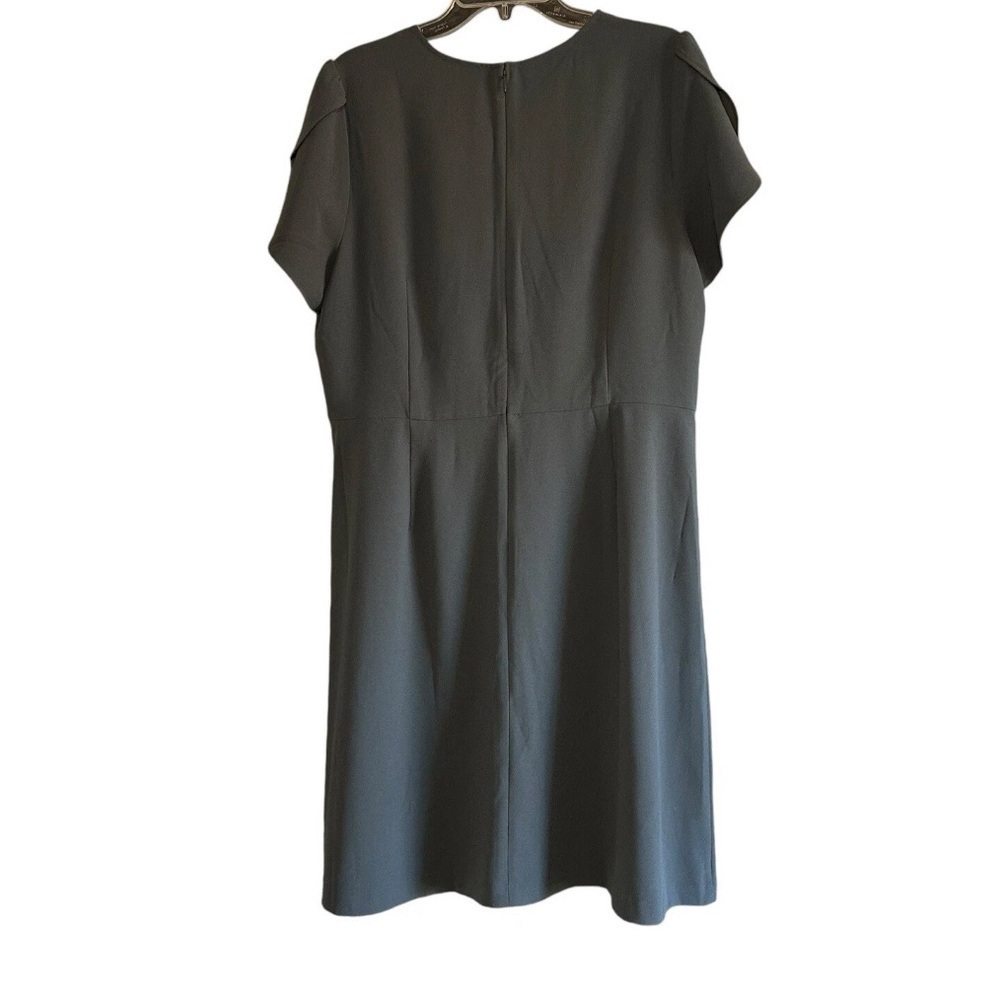 LOFT Fit Flare Dress with Shoulder Button Detail Size 18 PLUS Steel Gray Midi - Picture 3 of 11